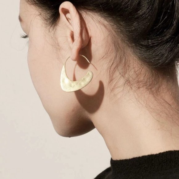 Anthro Carissa Crescent Hoop Earrings - Picture 2 of 4